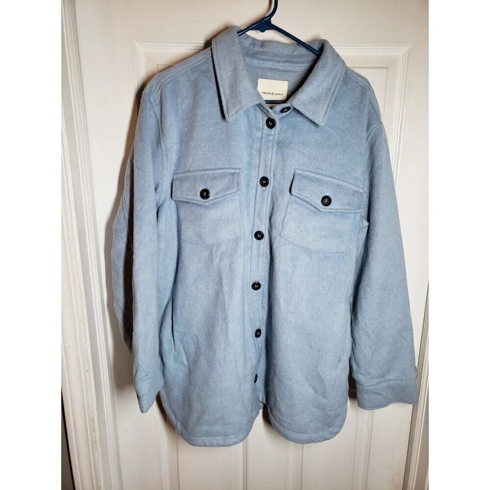 Thread & Supply Nordstrom Sky Blue Flannel Shirt Jacket XL NWT Shacket